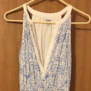 Blue and white floral maxi dress